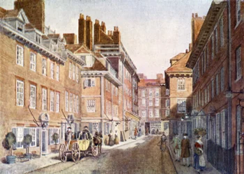 Edifici di Beaufort nel 1704, successivamente demoliti quando furono eretti il Savoy Hotel e il Savoy Theatre